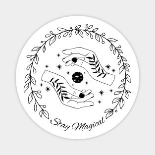 Line art floral wreath with astrology elements, stay magical Magnet